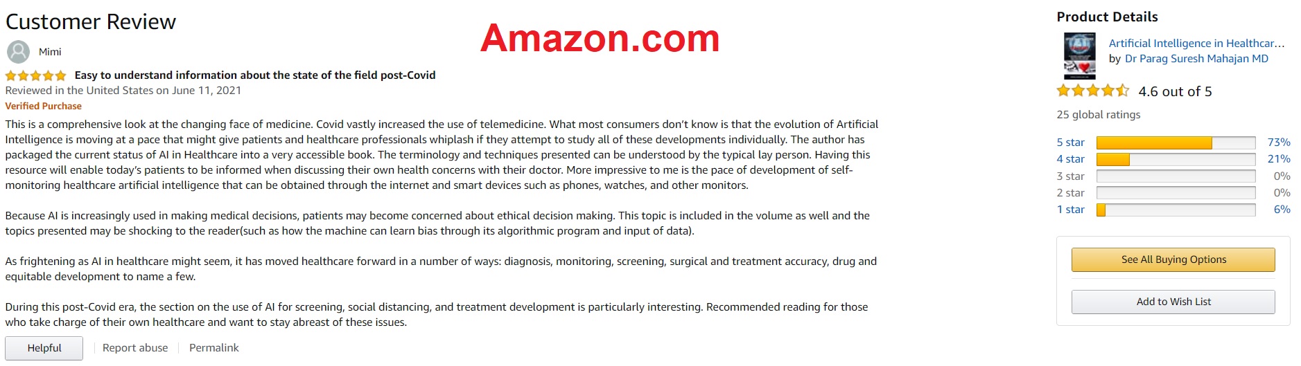 Dr Parag Suresh Mahajan MD AI in Healthcare Book General Edition